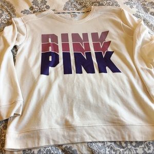 Vs pink crew sweatshirt cream sz Large